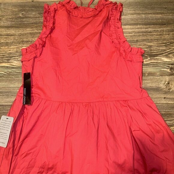 Maggy London Dress Women’s Sz 0 Red Ruffle Tiered Sleeveless NWT. J - Picture 7 of 9